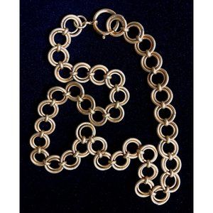 Big & Bold Gold! Vintage Double Circle Link 1990s Necklace